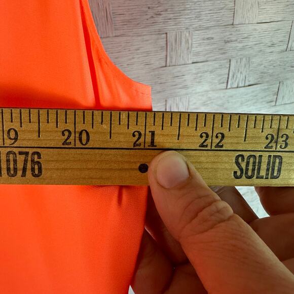 Express lightweight sleepless top bow back semi open neon orange feminine preppy - Picture 7 of 8